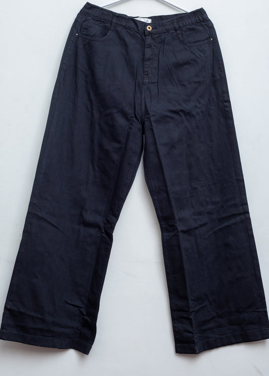 Wide-Leg Black Cotton Pants (36 waist)