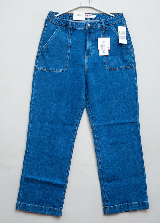 High-Rise Blue Denim Jeans (36 waist)
