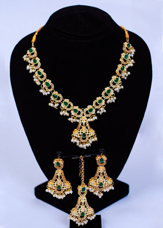 Emerald Green Choker Jewelry Set (JS-01)
