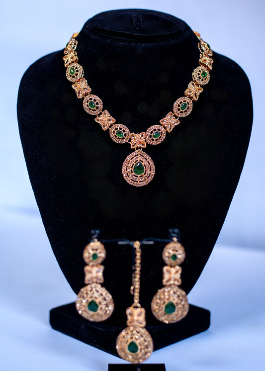 Elegant Red Stone Necklace Set (JS-02-01)