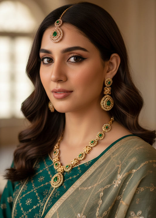 Elegant Red Stone Necklace Set (JS-02-01)