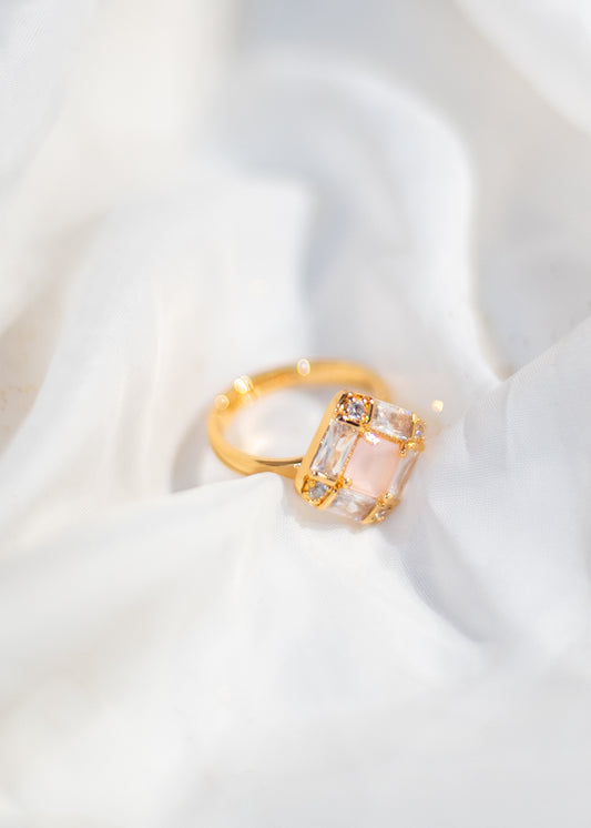 Square Crystal Blush Ring (R-01-Pk)