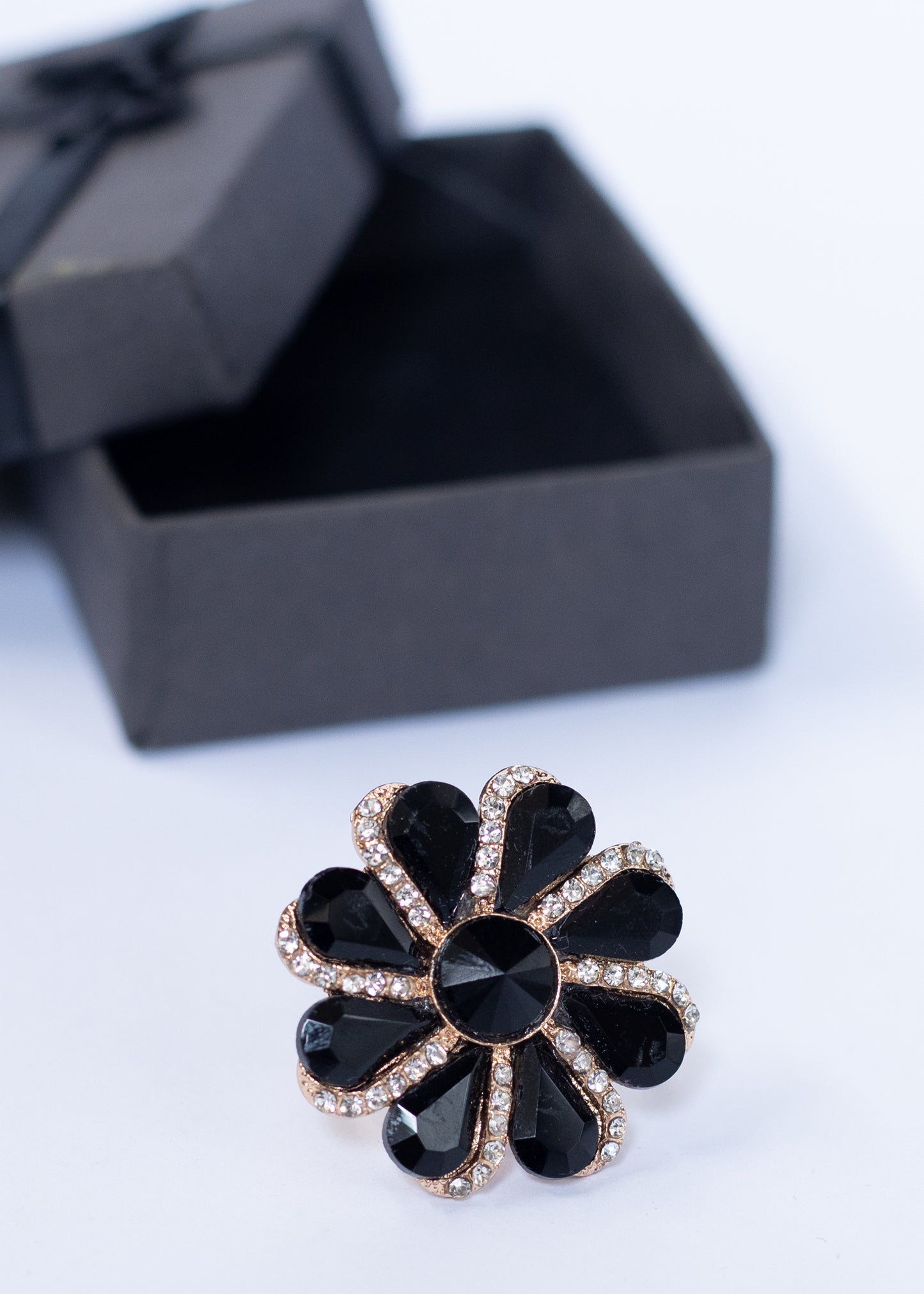 Black Blossom Statement Ring (R-02)