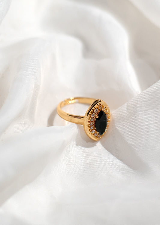 Classic Oval Crystal Ring (R-05-Bk)
