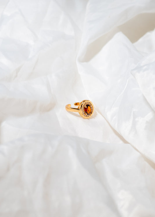 Elegant Halo Crystal Adjustable Ring (R-06-Bk)