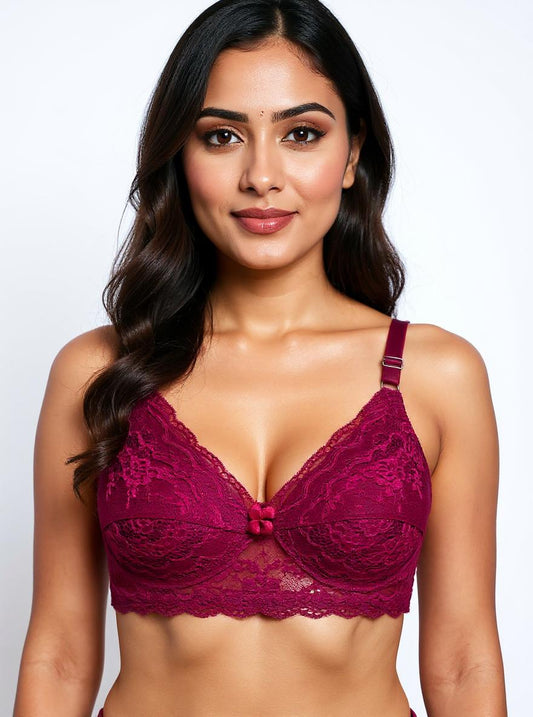 MAROON LACE FABRIC BRA (MRN-206)