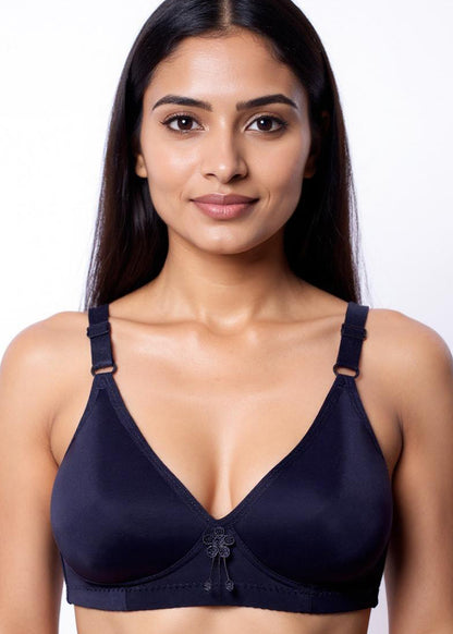 BLACK NON-WIRE BLACK BRA (MX-204)