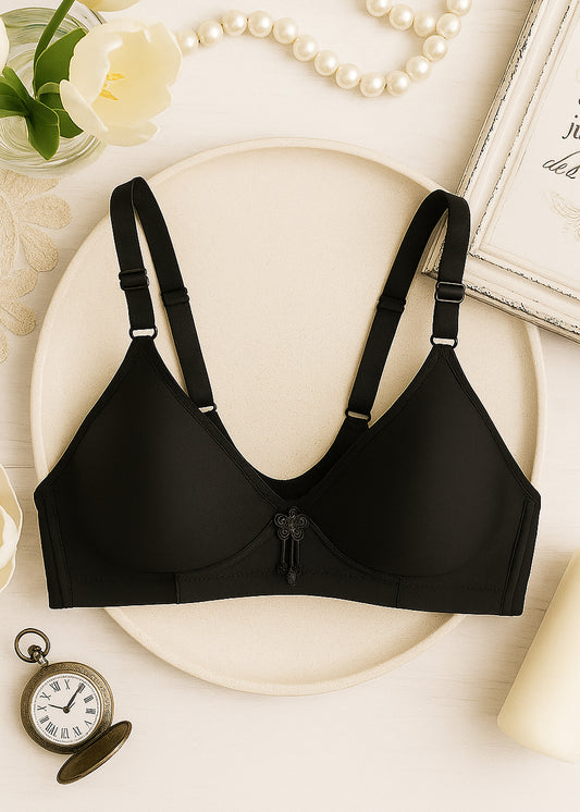 BLACK NON-WIRE BLACK BRA (MX-204)