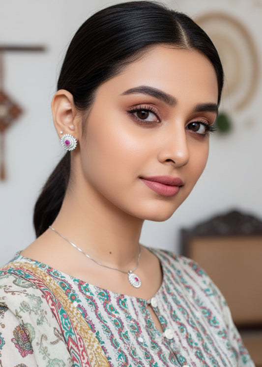 Pink Stone Jewelry Set (CS-01)