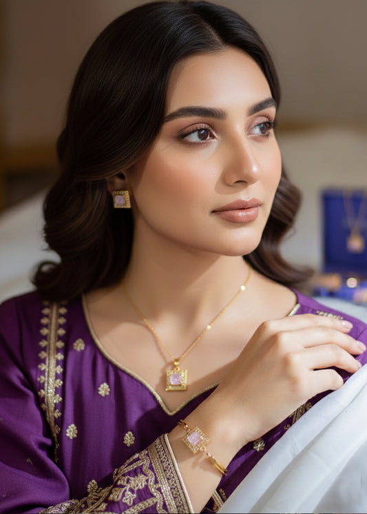 Elegant Square Stone Jewelry Set (CS-10)