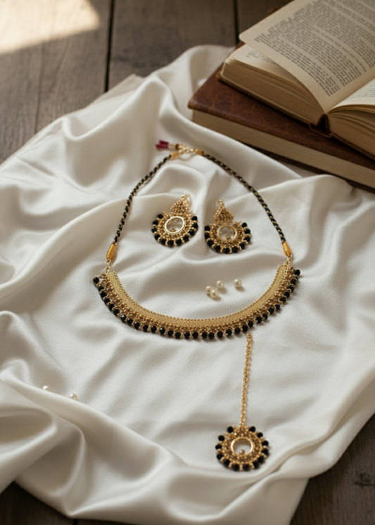 Classic Red Beaded Necklace Set (JS-06)