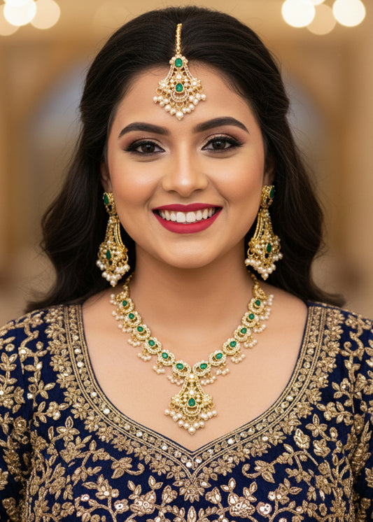 Emerald Green Choker Jewelry Set (JS-01)