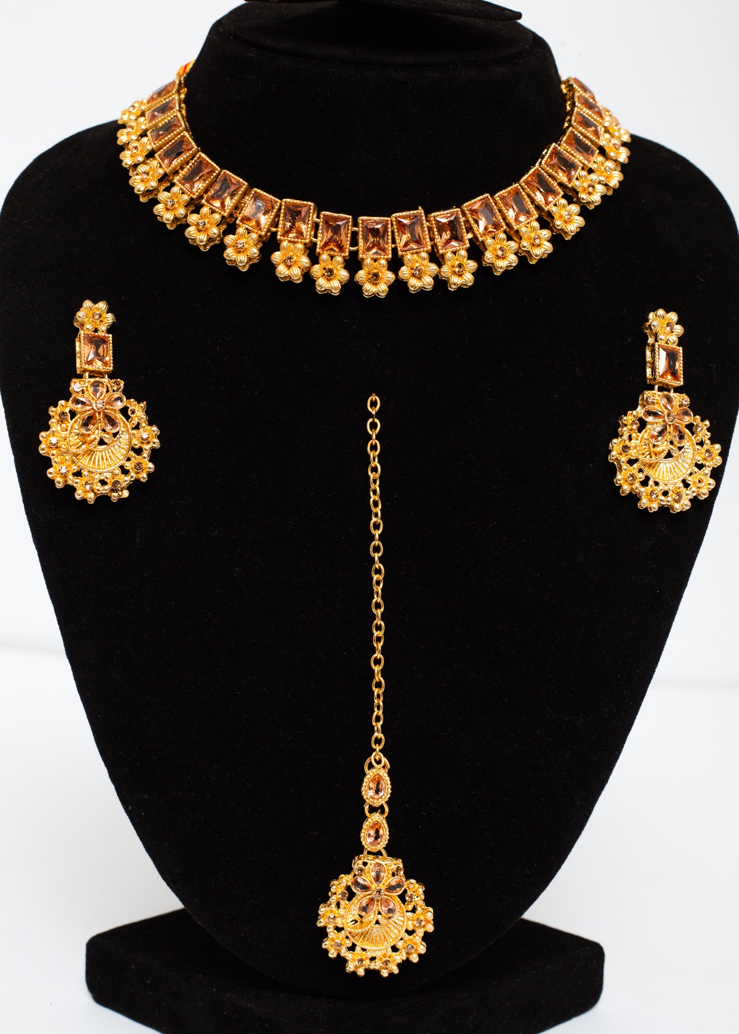 Red & Gold Traditional Choker Jewelry Set (JS-03)