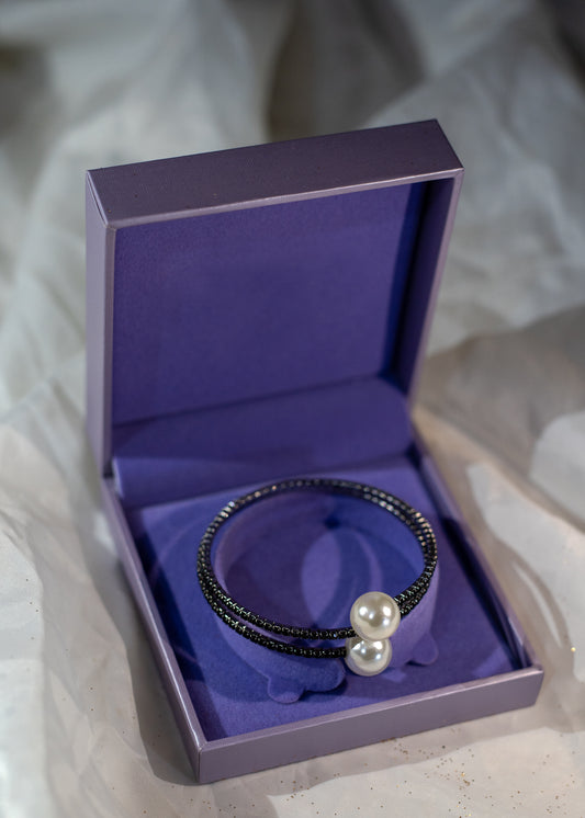 Pearl Crystal Open Bracelet (CC-01-G)