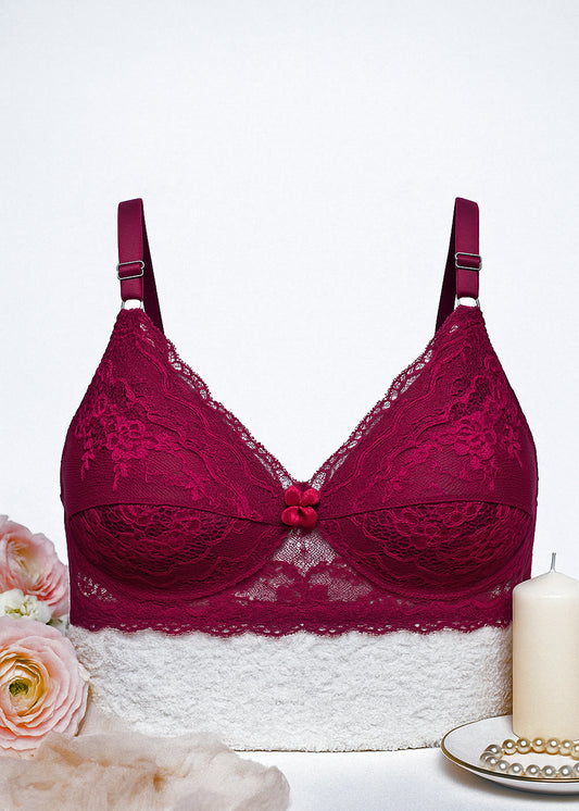 MAROON LACE FABRIC BRA (MRN-206)