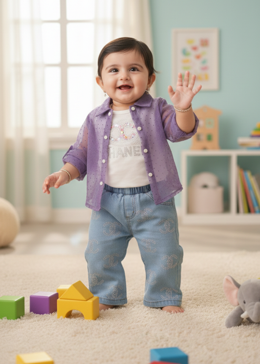 Sweet Sparkle Baby Girl Casual Set (G-13158-PR)